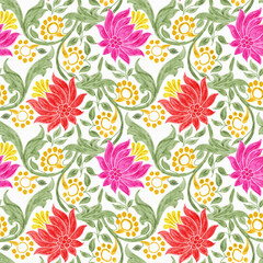 watercolor flower floral seamless pattern with light color  background, textile and digital print design