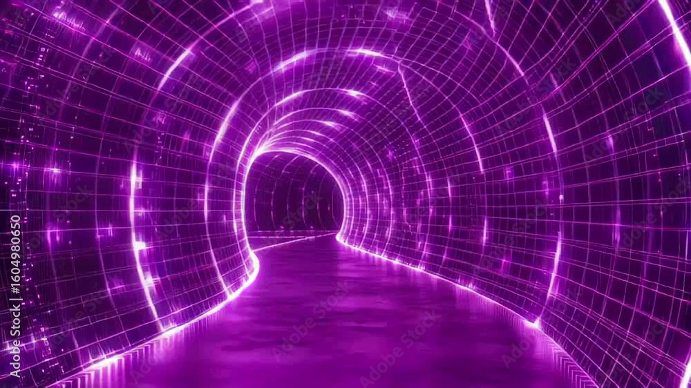 Poster abstract purple wireframe tunnel with glowing effects and mesmerizing patterns, abstract purple wire
