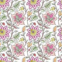 watercolor flower floral seamless pattern with light color  background, textile and digital print design
