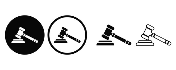 gavel, judge icon set vector on white background.
