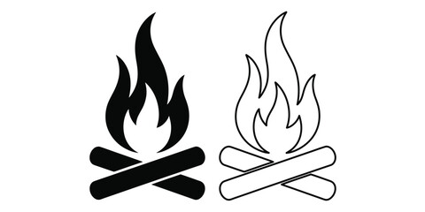 campfire icon set vector on white background.
