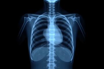 Xray of a human chest. Ideal for medical education, neurology, radiology, and healthcare visual communication