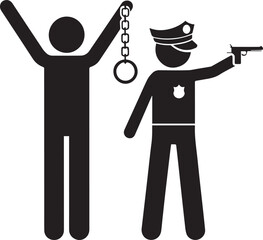 a police arrest a criminal icon and vector