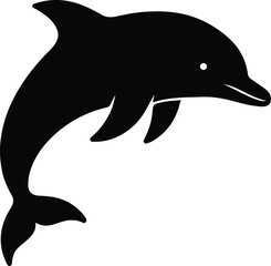 Obraz premium Silhouette dolphin jumping mammal underwater marine animal vector illustration