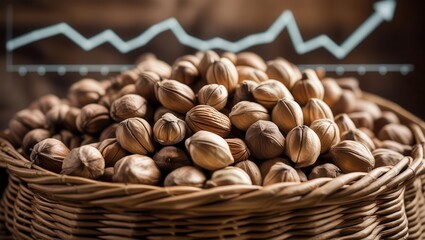 Analyzing market trends of pistachios retail store data visualization indoor close-up economic insights