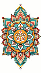 Vibrant indian om mandala design with intricate patterns and colorful petals