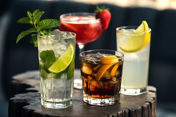 Refreshing Cocktails Ready for a Summer Celebration Outdoors