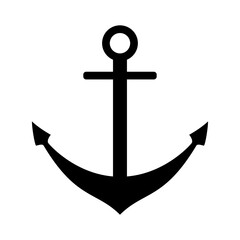 Black anchor vector symbol on transparent background
