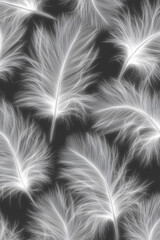 Obraz premium グレートーンに浮かぶ純白フェザー 上品テクスチャ背景