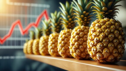 Pineapple sales growth analysis market trends food industry retail environment close-up view business insights