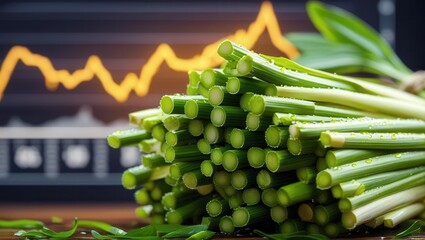 Market trends in fresh produce analyzing green onions with economic data visualizations