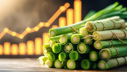 Growing green onions urban farming insights kitchen photography natural light close-up fresh produce