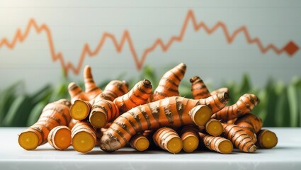 Harvesting turmeric roots agricultural field food photography natural setting close-up view health benefits