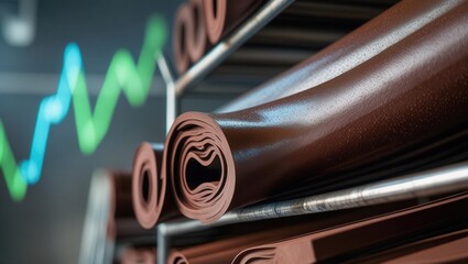 Manufacturing process of rubber rolls in industrial facility close-up view business environment production insights