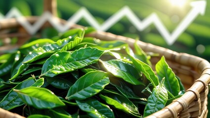 Harvesting fresh green tea leaves tea plantation high-quality photography bright environment close-up view natural growth