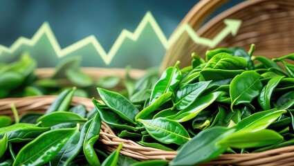 Growing green tea leaves market trends agricultural insights nature environment close-up view