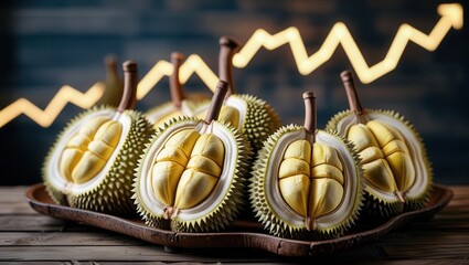 Exploring the growth of durian exports in southeast asia food photography indoor setting close-up view