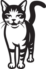 Cat silhouette with stylized markings black and white, Black cat vector with artistic design