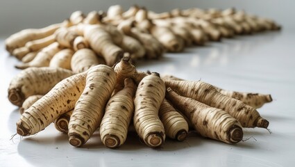 Harvesting fresh ginseng roots farm field food photography natural setting close-up view organic farming concept