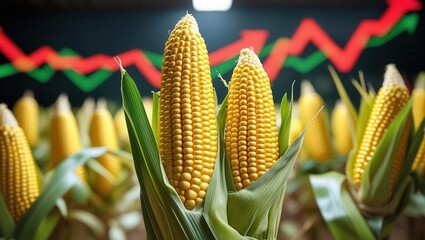 Corn market analysis trends agriculture sector infographic indoor setup close-up view economic growth insights