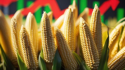 Harvesting corn for market analysis agricultural field photography bright environment close-up view economic growth concept