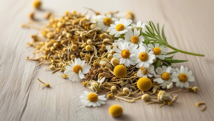 Harvesting chamomile flowers garden botanical photography natural light close-up herbal remedies