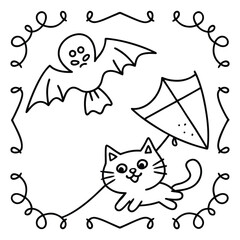 Spooky Buddies – Cute Halloween Coloring Pages with Bold Line Art | Halloween Coloring Page | Print