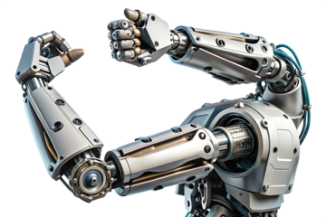 advanced robotic arm with intricate mechanics isolated on white background PNG, AI GENERATED