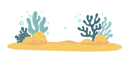 Obraz premium Tropical Sea Plants, seaweed and Coral on seabed