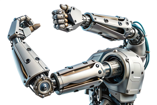 advanced robotic arm with intricate mechanics isolated on white background PNG, AI GENERATED