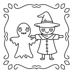 Spooky Buddies – Cute Halloween Coloring Pages with Bold Line Art | Halloween Coloring Page | Print