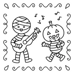 Spooky Buddies – Cute Halloween Coloring Pages with Bold Line Art | Halloween Coloring Page | Print