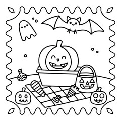 Spooky Buddies – Cute Halloween Coloring Pages with Bold Line Art | Halloween Coloring Page | Print
