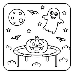 Spooky Buddies – Cute Halloween Coloring Pages with Bold Line Art | Halloween Coloring Page | Print