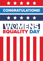 Fototapeta premium Women's Equality Day in United States. Female holiday, celebrated annually in August 26. Women right history month. Feminism concept. Poster, greeting card, banner and background. Vector illustration
