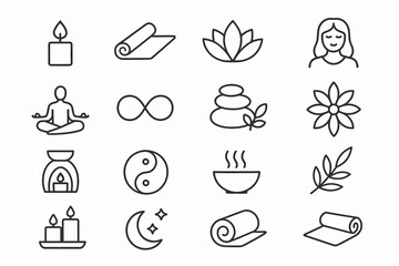 Minimalist icons for meditation and relaxation