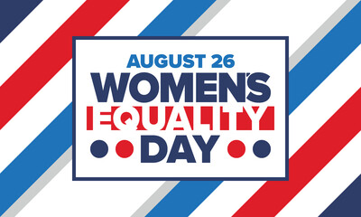 Women's Equality Day in United States. Female holiday, celebrated annually in August 26. Women right history month. Feminism concept. Poster, greeting card, banner and background. Vector illustration