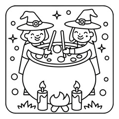 Spooky Buddies – Cute Halloween Coloring Pages with Bold Line Art | Halloween Coloring Page | Print
