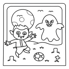 Spooky Buddies – Cute Halloween Coloring Pages with Bold Line Art | Halloween Coloring Page | Print