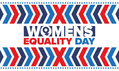 Fototapeta premium Women's Equality Day in United States. Female holiday, celebrated annually in August 26. Women right history month. Feminism concept. Poster, greeting card, banner and background. Vector illustration