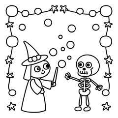 Spooky Buddies – Cute Halloween Coloring Pages with Bold Line Art | Halloween Coloring Page | Print