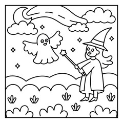 Spooky Buddies – Cute Halloween Coloring Pages with Bold Line Art | Halloween Coloring Page | Print