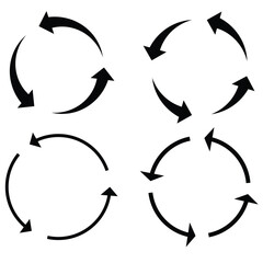 Circle arrows icon set. different circular arrows of white background. Black color, different thickness. Recycle icon set, refresh, repeat, Vector illustration eps10

 