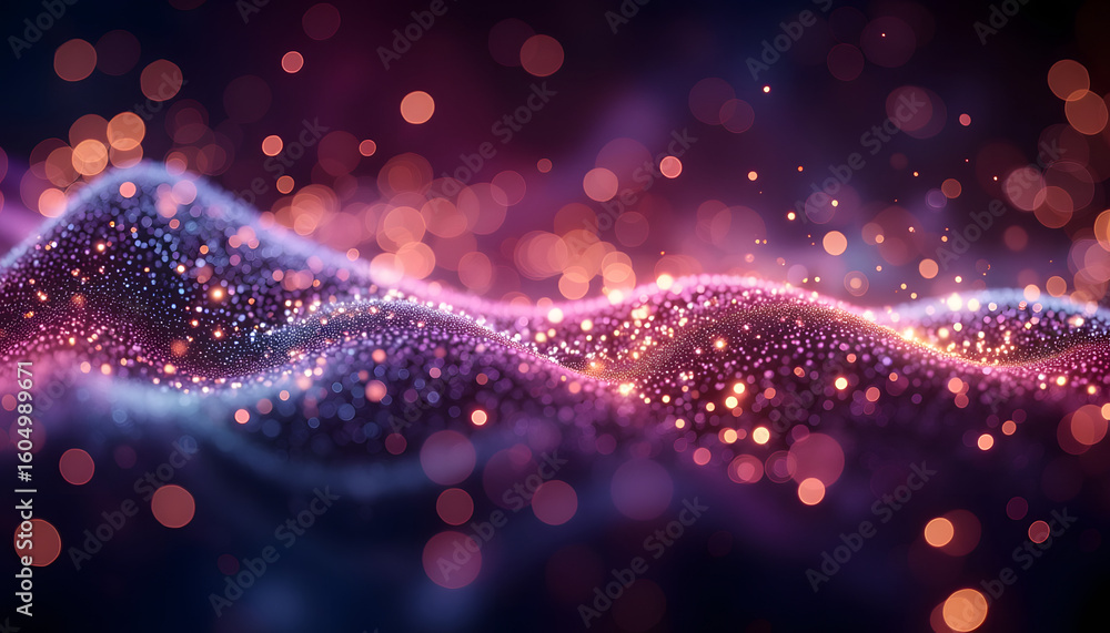 Aufkleber abstract glowing waves with colorful sparkles in dark background