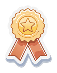 Victory Badge With Warm Ribbons