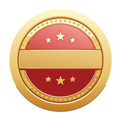 Red Gold Award Badge Star Stripe