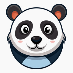 Cute cartoon panda face with big eyes and blush on cheeks