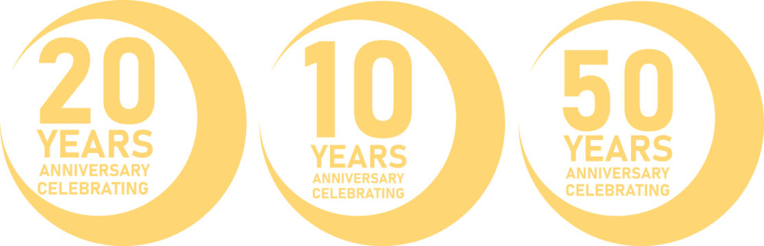 Anniversary Year Badges Set for 10, 20, and 50 Year Celebrations