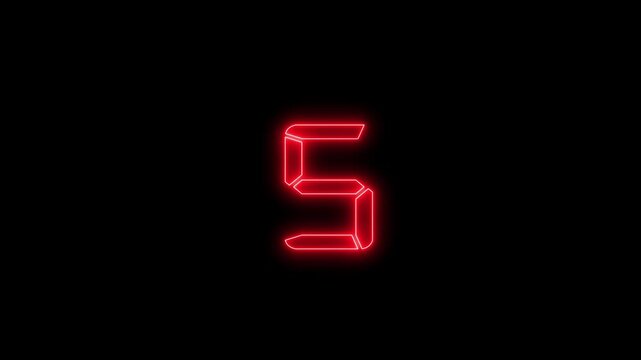 TOP 10 countdown neon light effect, number 10 to 1 glowing light effect on black backgrounds.