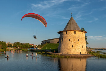 Pskov Krom (Pskov Kremlin) on a summer evening